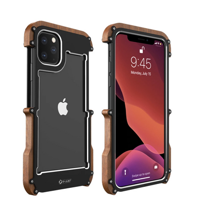 R-Just Aluminium & Natural Wood Anti-shock Bumper Case casemarts