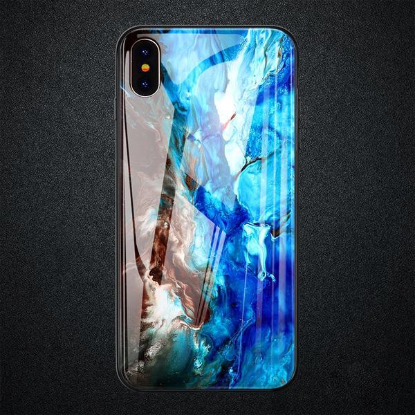 iPhone XS Soothing Sea Pattern Marble Glass Back Case casemarts