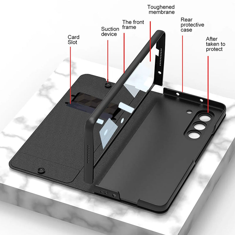 Galaxy Z Fold5 Shell Film Integrated Warrior Leather Case casemarts