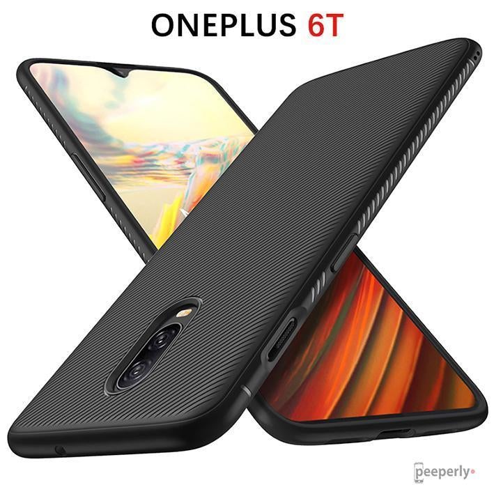 OnePlus 6T Twill Design Shockproof TPU Case casemarts