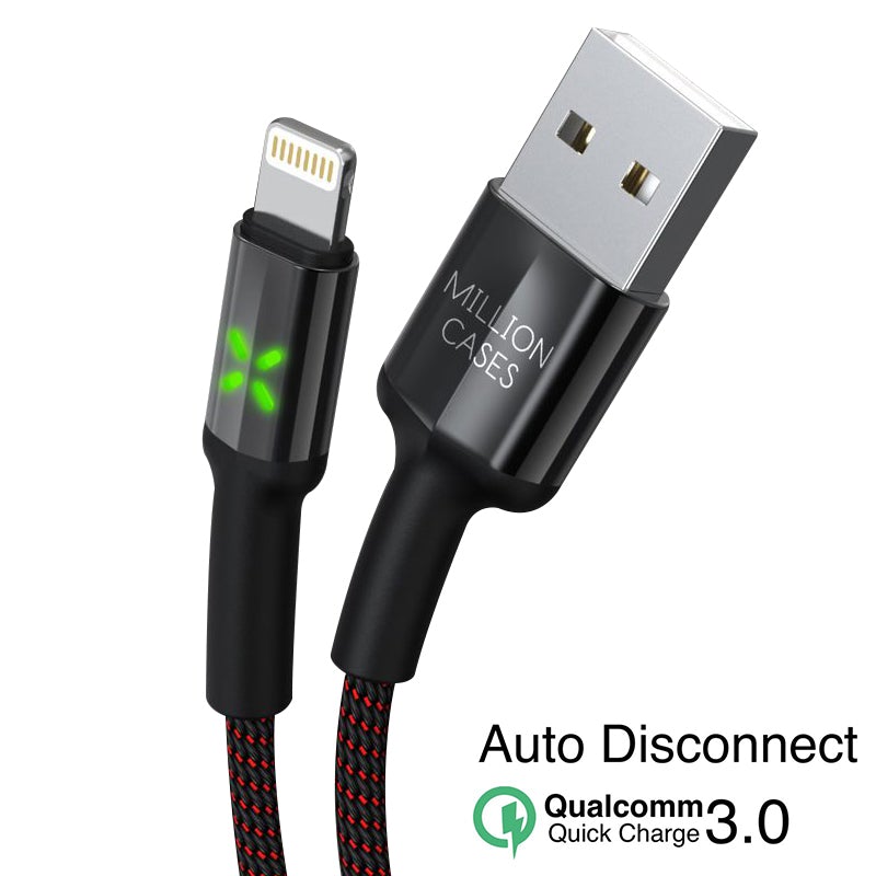 Million Cases Auto Disconnect Fast Charging Braided Lightning Cable casemarts