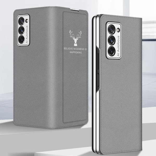 Galaxy Z Fold2 Deer Pattern Leather Flip Case casemarts