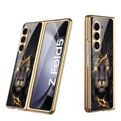 Galaxy Z Fold5 Lion Pattern Glass Case casemarts