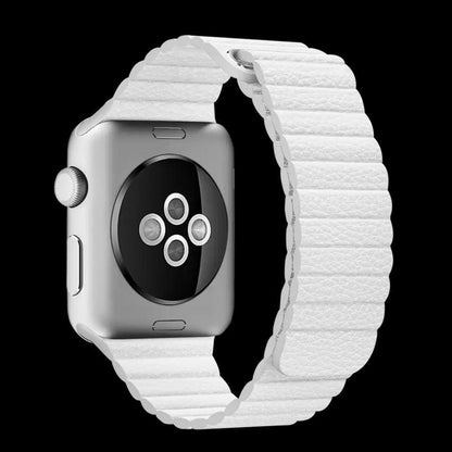 Coteetci ® Leather Loop Strap for Apple Watch [42/44MM] - White casemarts