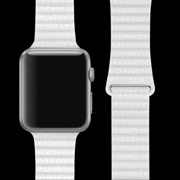 Coteetci ® Leather Loop Strap for Apple Watch [42/44MM] - White casemarts