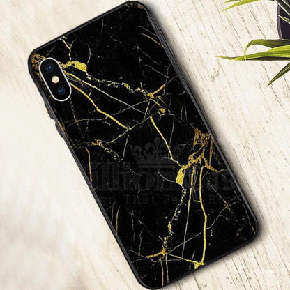 iPhone XS Max Gold Dust Texture Marble Glass Case casemarts