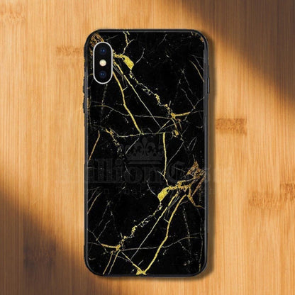 iPhone XS Max Gold Dust Texture Marble Glass Case casemarts