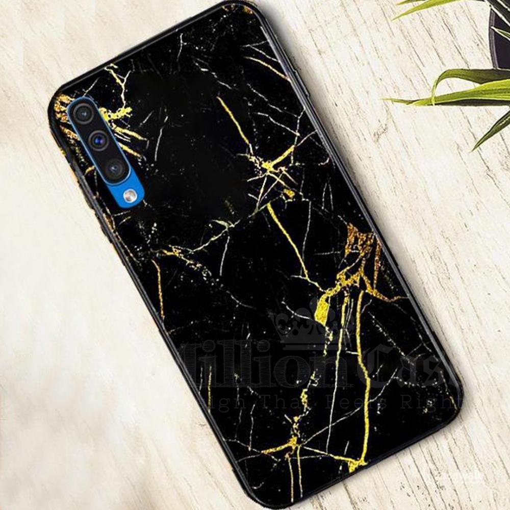 Galaxy A70 Gold Dust Texture Marble Glass Case casemarts