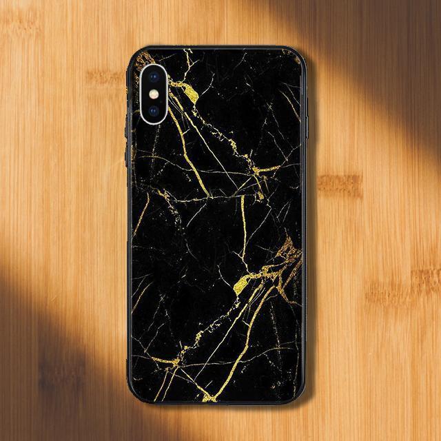 iPhone X Gold Dust Texture Marble Glass Case casemarts