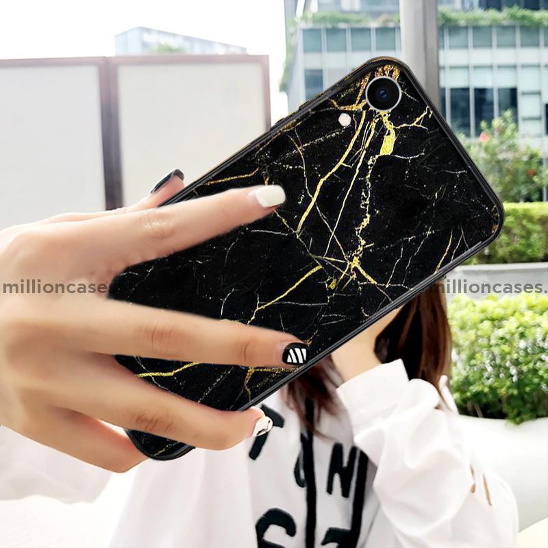 iPhone XR Gold Dust Texture Marble Glass Case casemarts