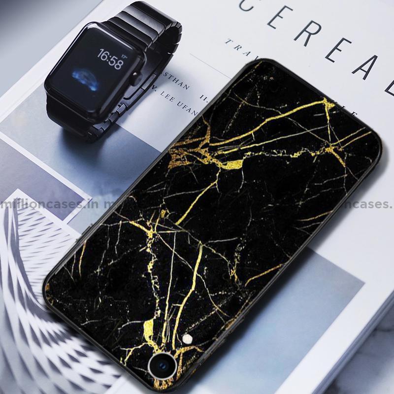 iPhone XR Gold Dust Texture Marble Glass Case casemarts