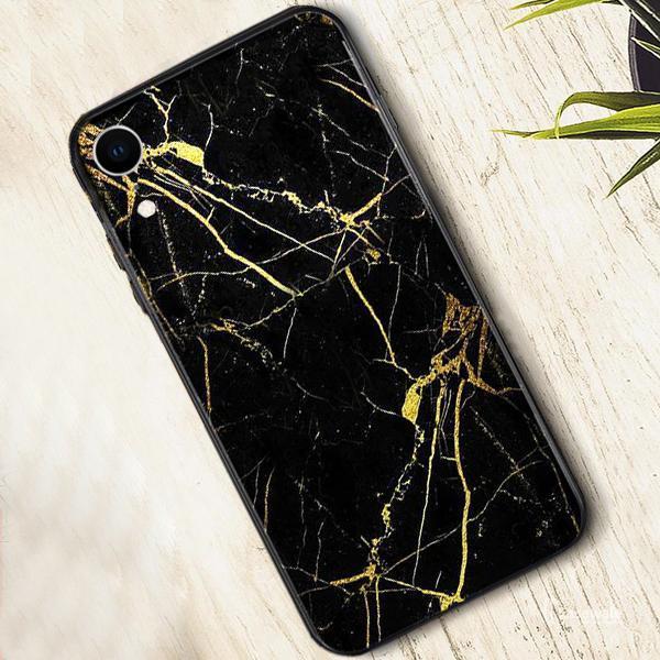 iPhone XR Gold Dust Texture Marble Glass Case casemarts