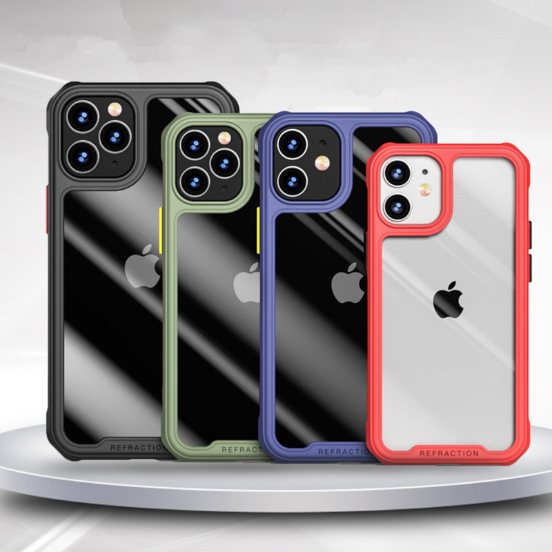 iPhone 12 Series (3 in 1 Combo) Refraction Fiber Case With Tempered Glass & Lens Protector casemarts