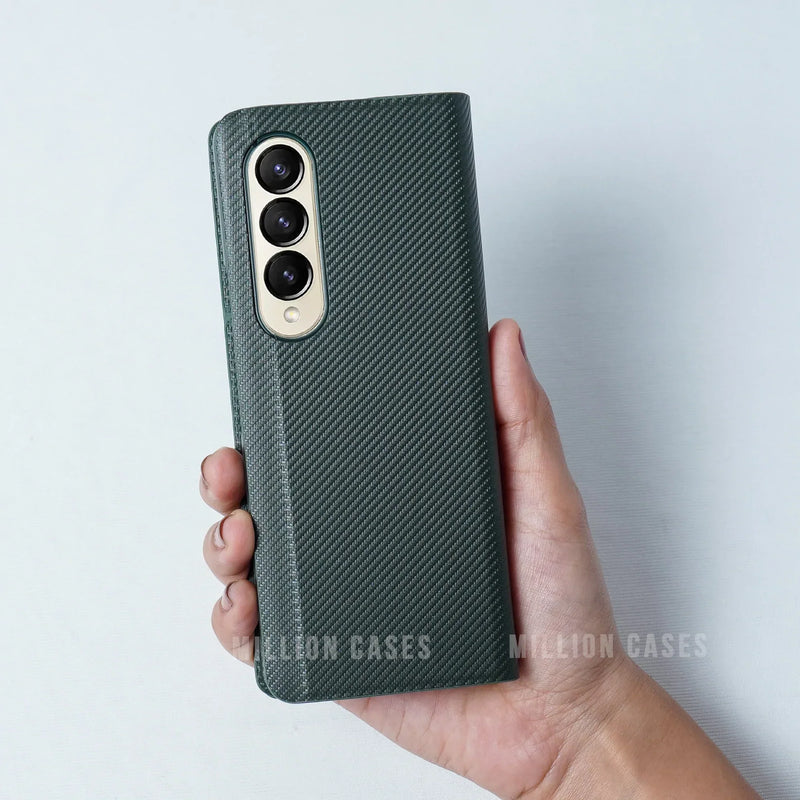 Galaxy Z Fold4 Carbon Fiber Leather Case casemarts