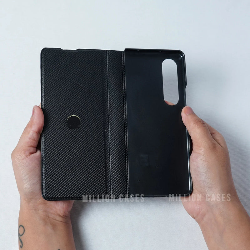 Galaxy Z Fold4 Carbon Fiber Leather Case casemarts