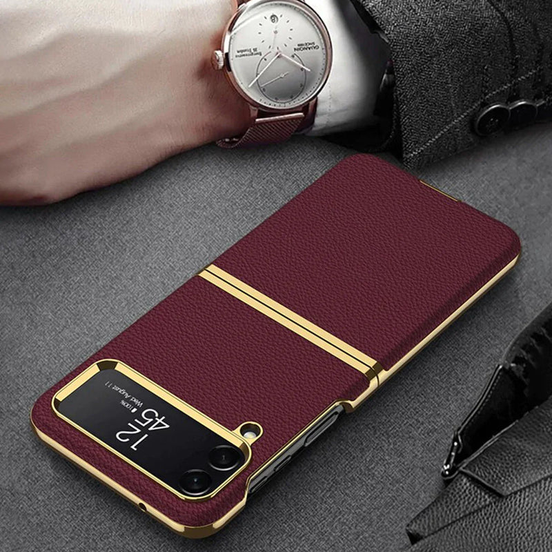 Galaxy Z Flip4 Leather Business Style Canvas Hybrid Case casemarts