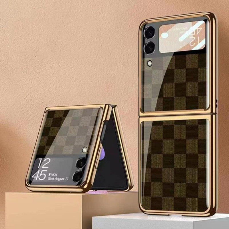 Galaxy Z Fold3 Check Pattern Glass Flip Case casemarts