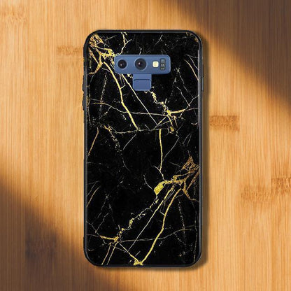 Galaxy Note 9 Gold Dust Texture Marble Glass Case casemarts