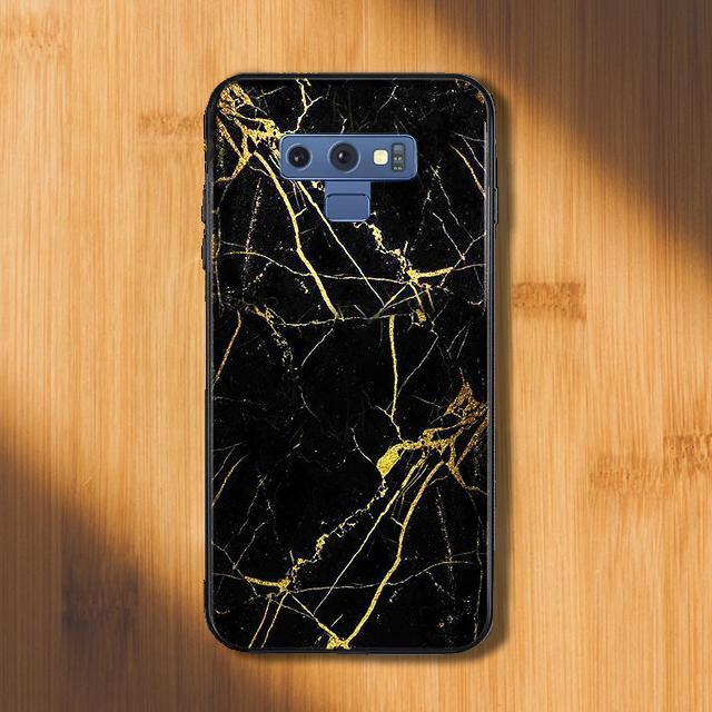 Galaxy Note 9 Gold Dust Texture Marble Glass Case casemarts