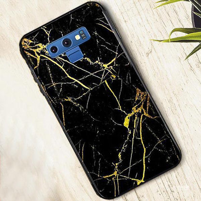 Galaxy Note 9 Gold Dust Texture Marble Glass Case casemarts