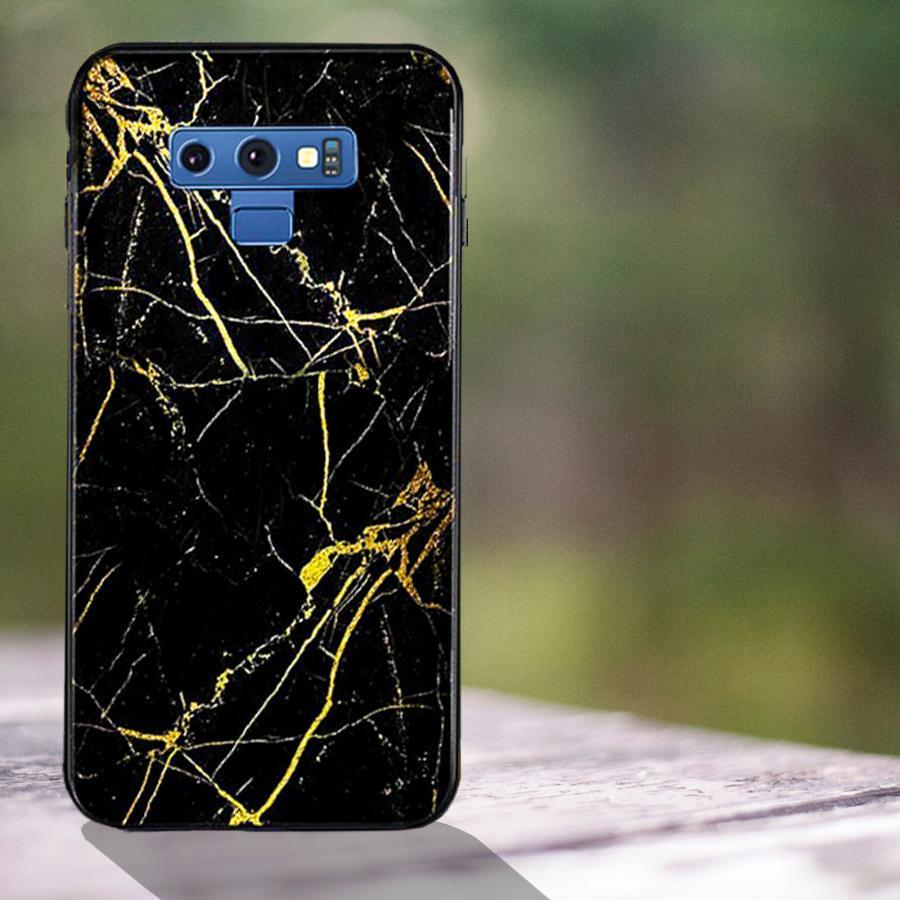 Galaxy Note 9 Gold Dust Texture Marble Glass Case casemarts