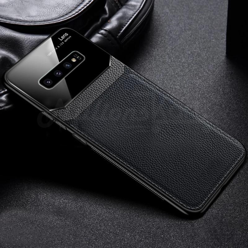 Galaxy S10 Sleek Slim Leather Glass Case casemarts