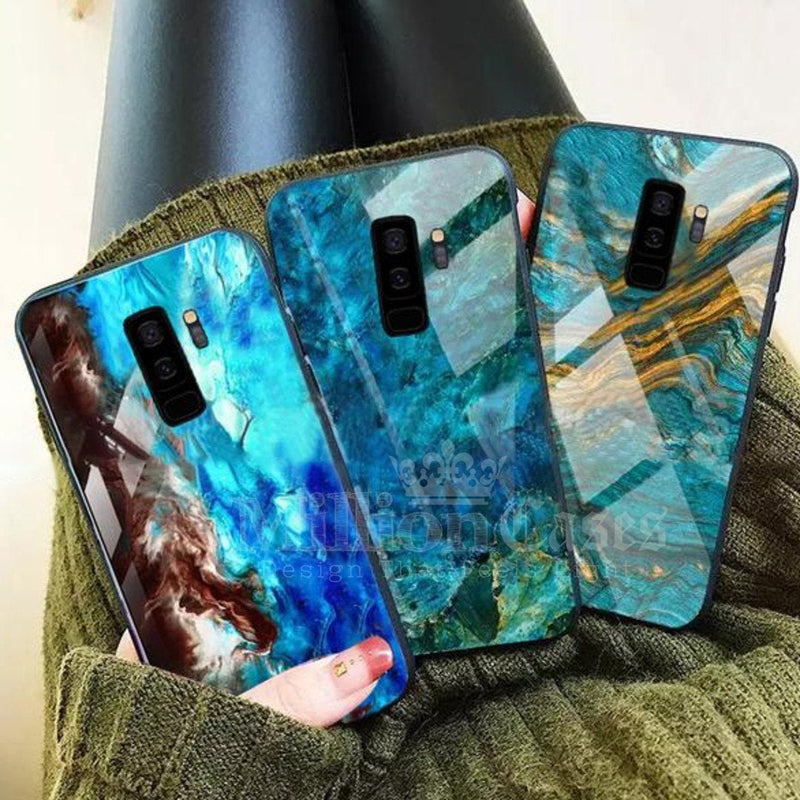 Galaxy S9 Plus Soothing Sea Pattern Marble Glass Back Case casemarts