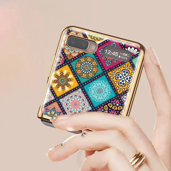 Galaxy Z Flip4 Prismatic Pattern Glass Case casemarts