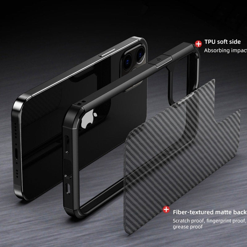 iPhone 12 Opaque Matte Carbon Fiber TPU Armor Case casemarts