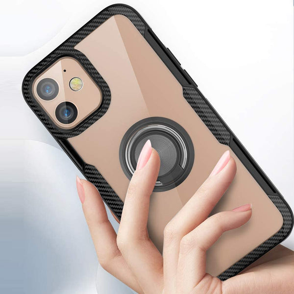 iPhone 12 Shockproof Transparent Metallic Ring Holder Case casemarts