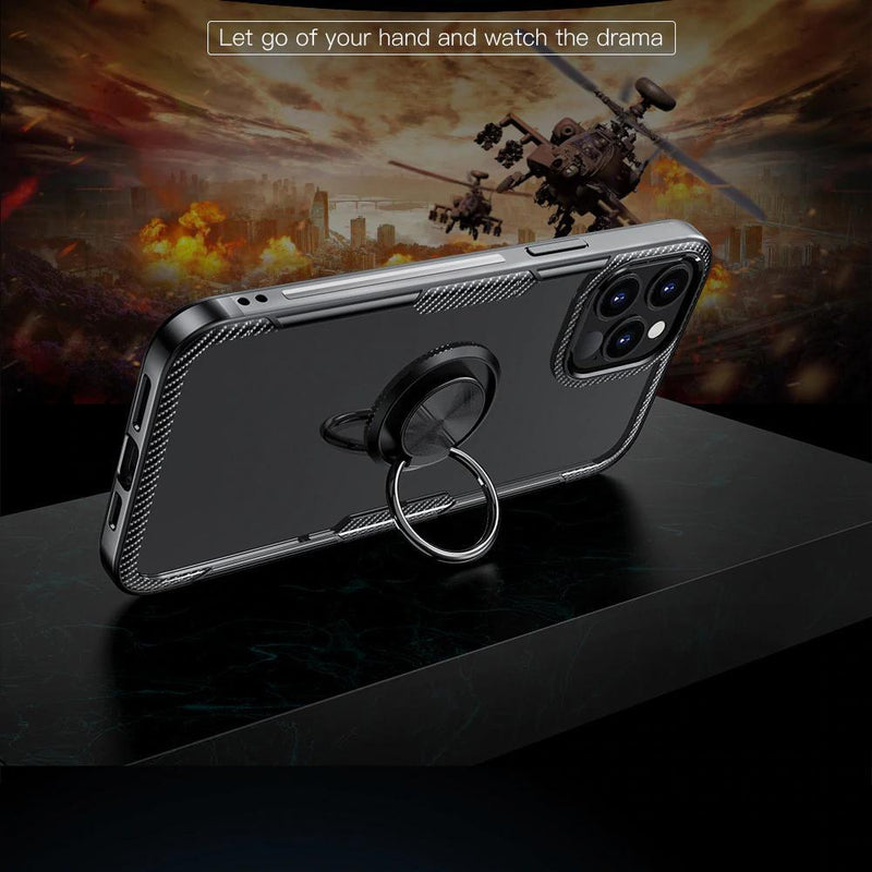 iPhone 12 Series Shockproof Transparent Metallic Ring Holder Case casemarts