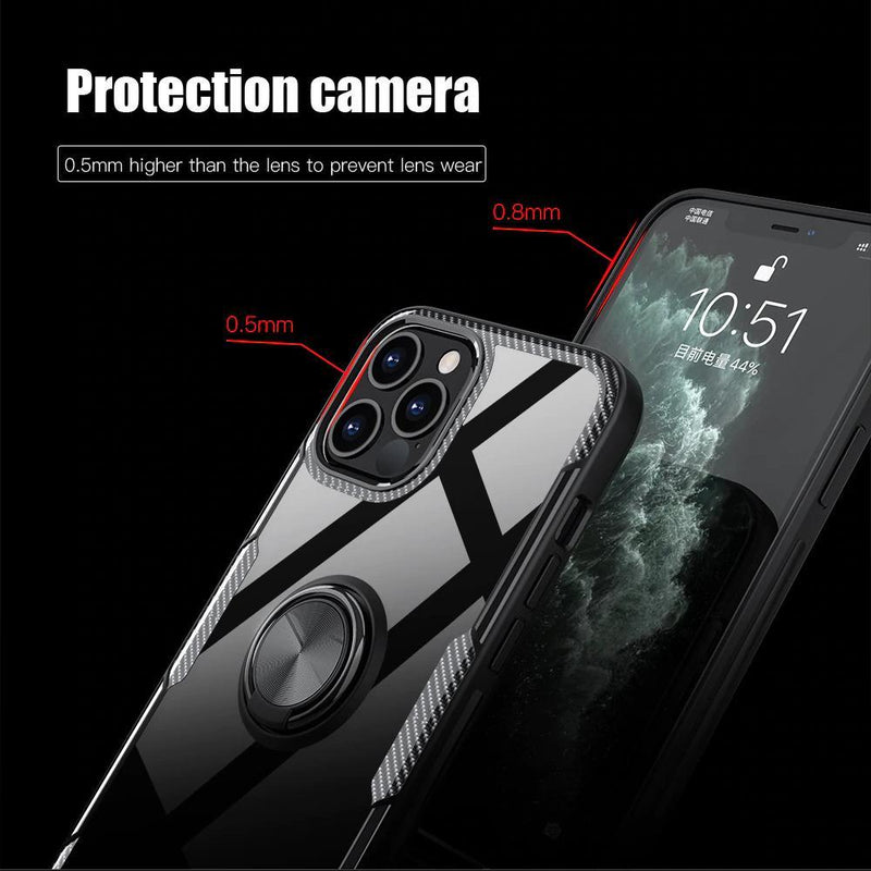 iPhone 12 Pro Shockproof Transparent Metallic Ring Holder Case casemarts