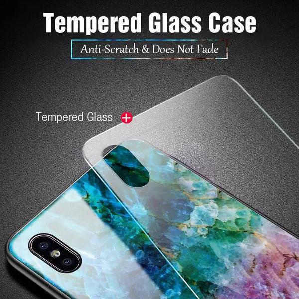 iPhone XS Soothing Sea Pattern Marble Glass Back Case casemarts