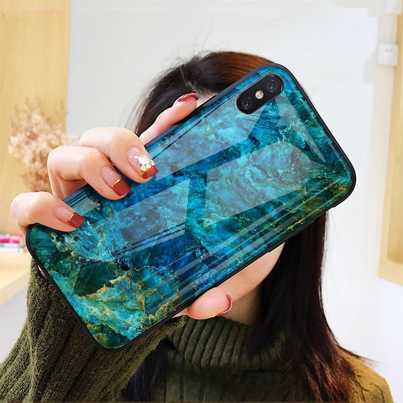 iPhone XS Soothing Sea Pattern Marble Glass Back Case casemarts