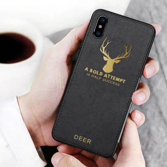 iPhone XR Luxury Gold Textured Deer Pattern Soft Case casemarts