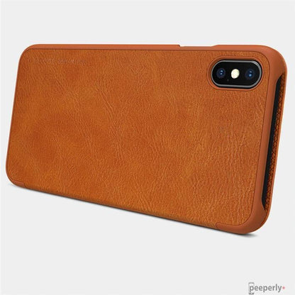 iPhone XS Max Genuine QIN Leather Flip Case casemarts