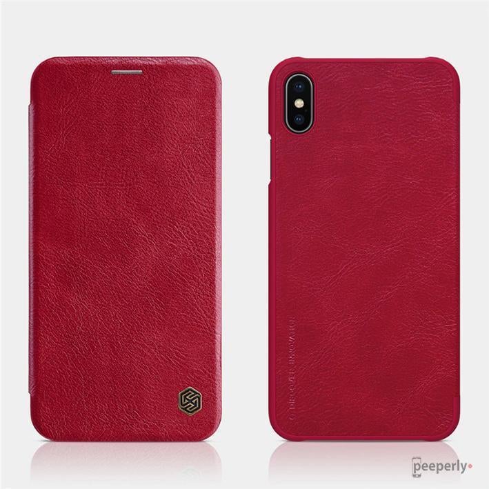 iPhone XS Max Genuine QIN Leather Flip Case casemarts