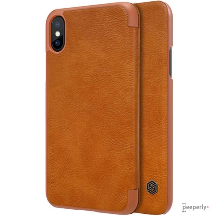 iPhone XS Max Genuine QIN Leather Flip Case casemarts