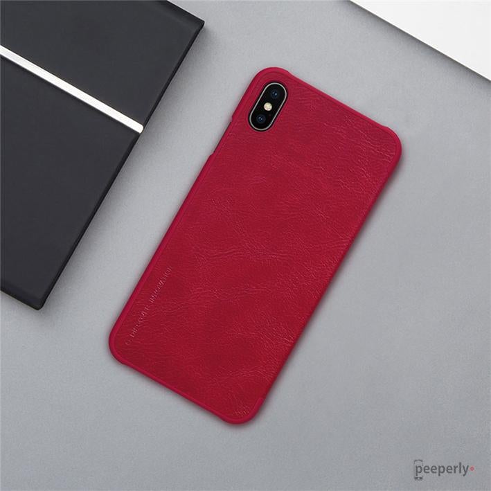 iPhone XS Max Genuine QIN Leather Flip Case casemarts