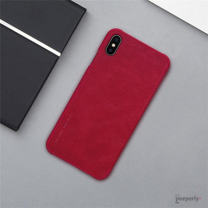 iPhone XS Max Genuine QIN Leather Flip Case casemarts