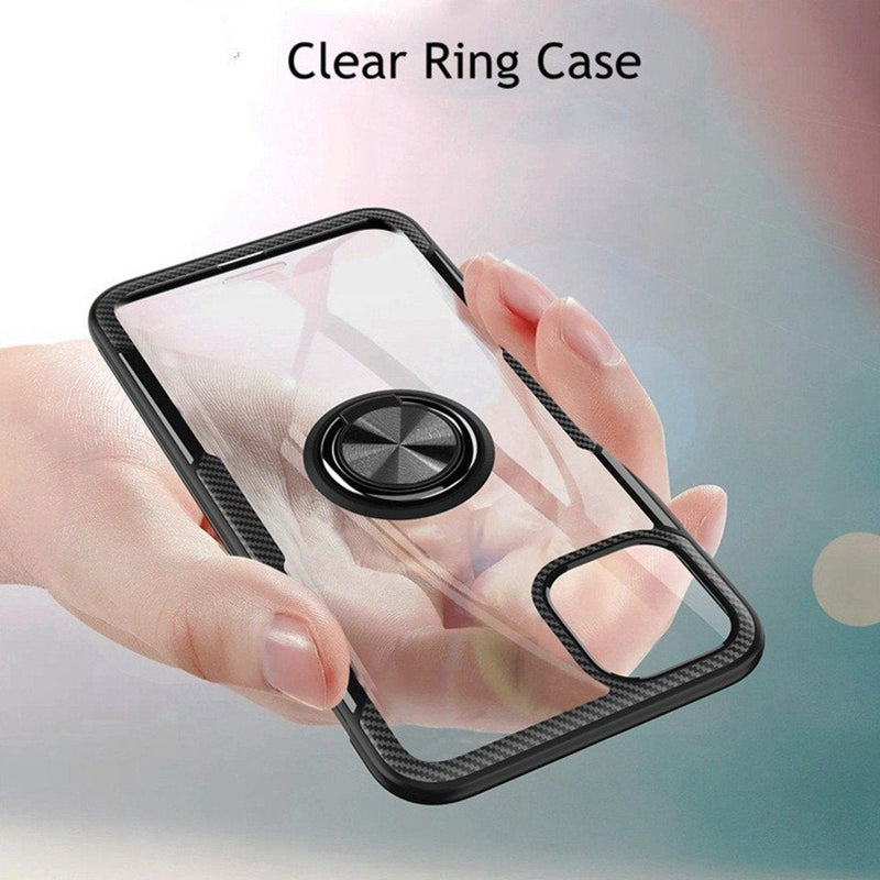 iPhone 12 Pro Shockproof Transparent Metallic Ring Holder Case casemarts