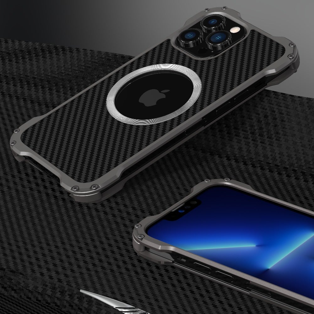 R-Just Aluminium Carbon Fiber Case - iPhone casemarts