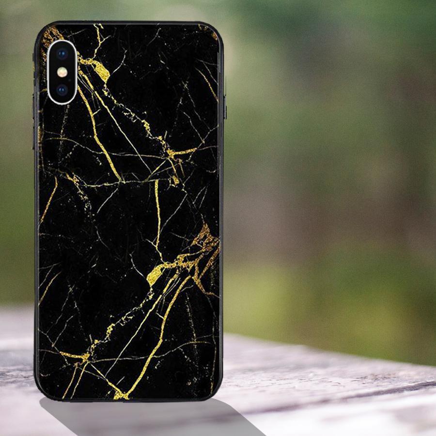 iPhone X Gold Dust Texture Marble Glass Case casemarts