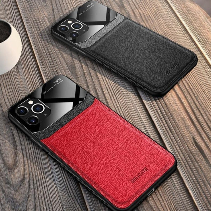 iPhone 11 Series Sleek Slim Leather Glass Case casemarts