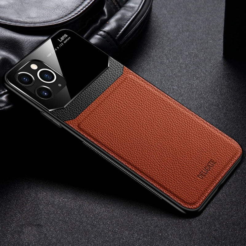 iPhone 11 Sleek Slim Leather Glass Case casemarts