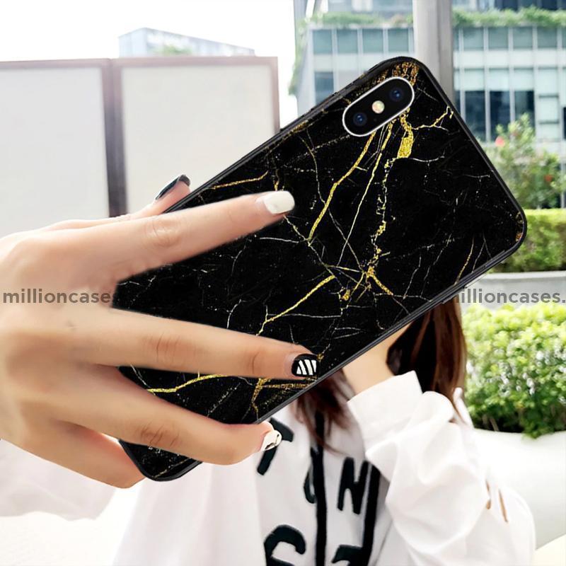 iPhone X Gold Dust Texture Marble Glass Case casemarts