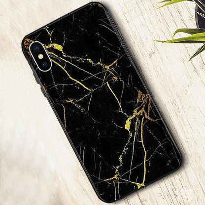 iPhone X Gold Dust Texture Marble Glass Case casemarts