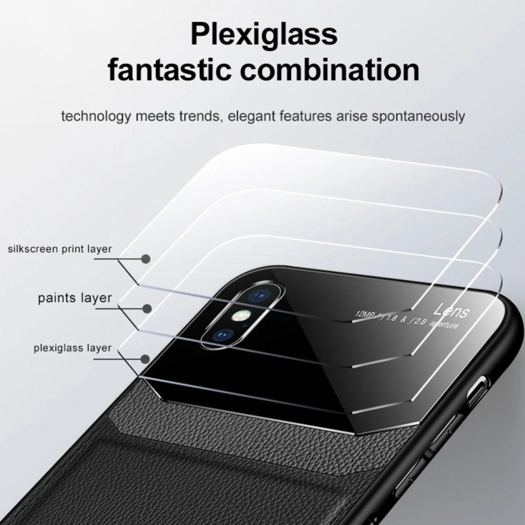 iPhone X Sleek Slim Leather Glass Case casemarts