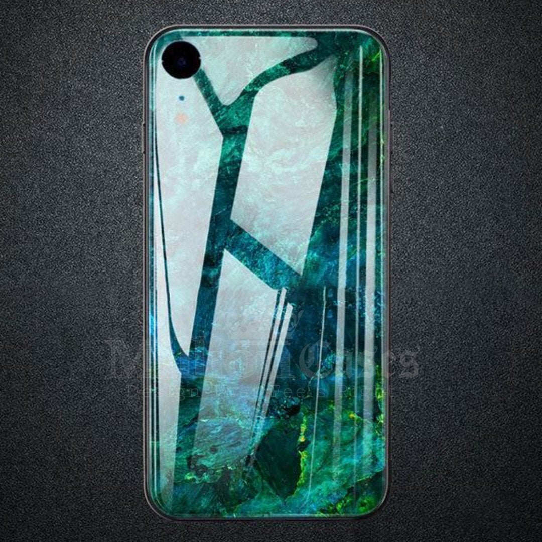 iPhone XR Soothing Sea Pattern Marble Glass Back Case casemarts