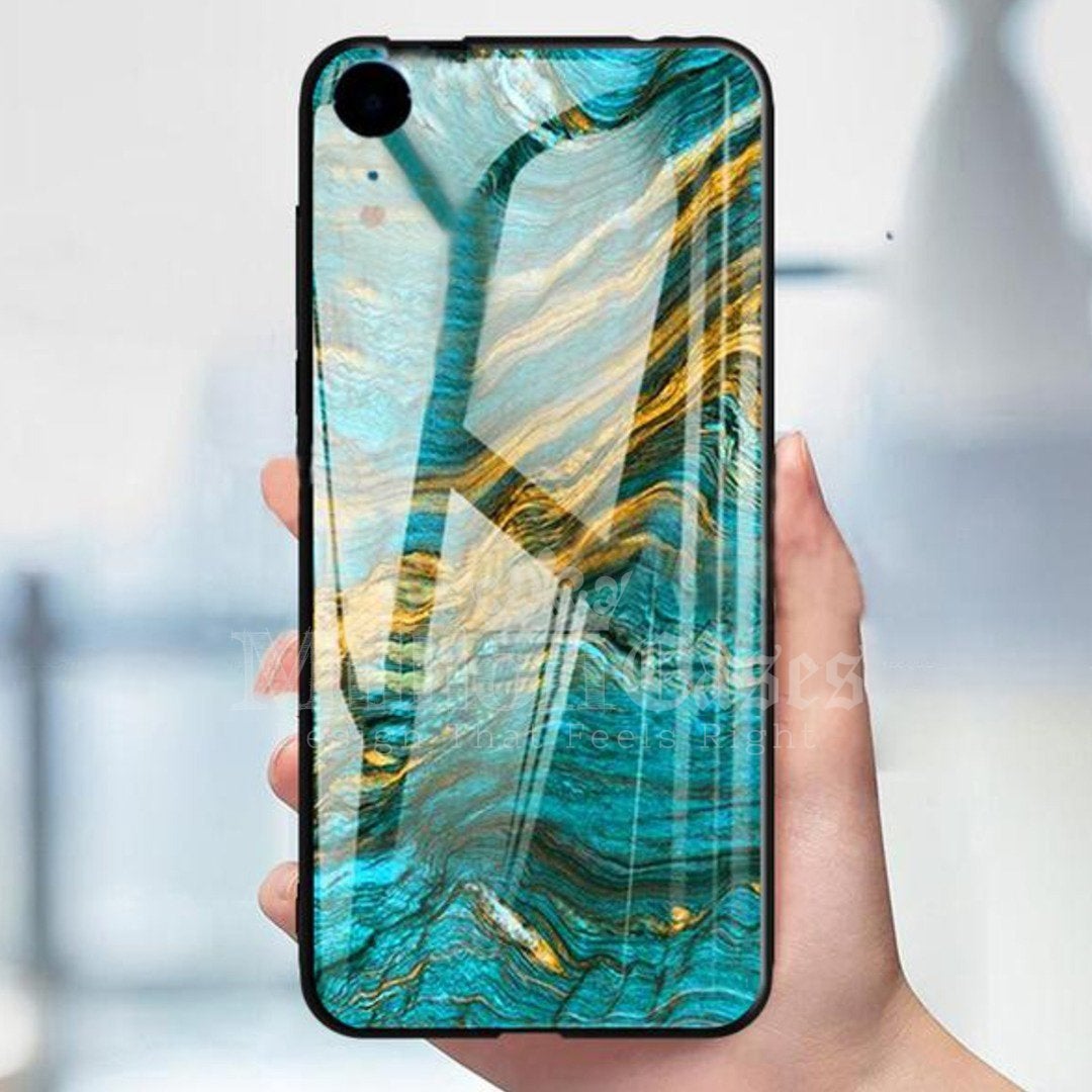 iPhone XR Soothing Sea Pattern Marble Glass Back Case casemarts